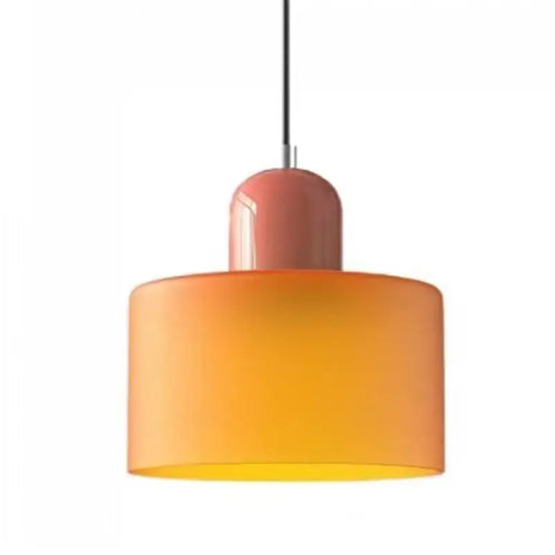 Colourful Glass Pendant (15cm x 16cm) in vibrant orange shade, perfect for modern decor.
