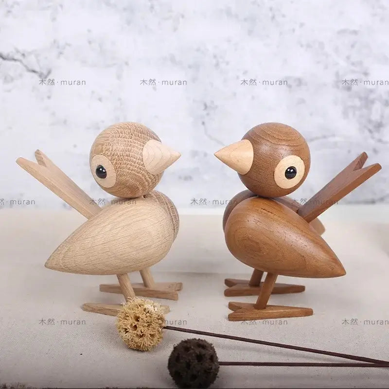 Nordic Wooden Lovebird Ornament, 7x10x12 cm