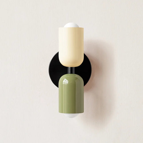 Postmodern Two-Tone Pill Wall Sconce, on black plate