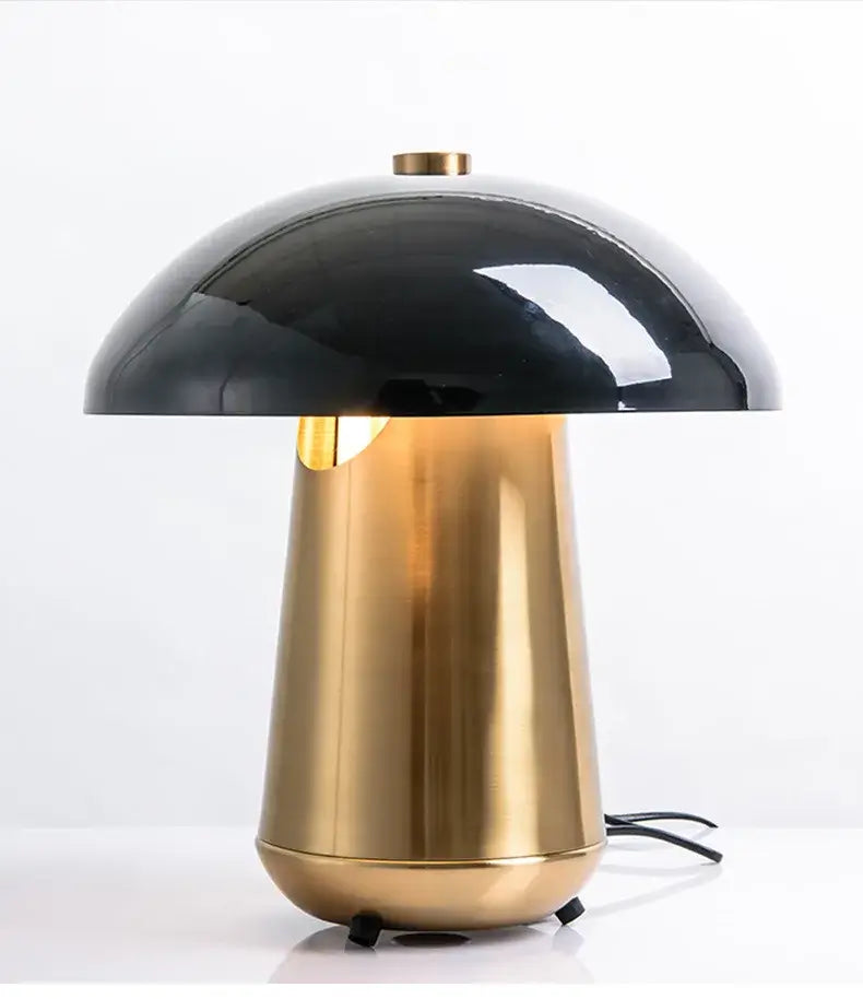 Mid-Century Modern Mushroom Table Lamp | Gold and Black