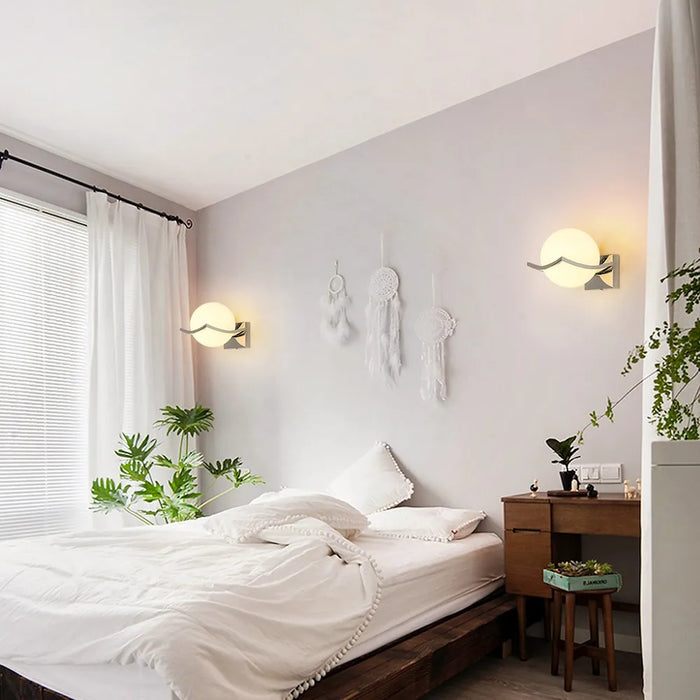 Modern Chrome Wall Sconce with Glass Globe Shade
