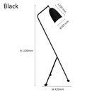 Danish Designer Grasshopper Floor Lamps in black, showcasing dimensions and sleek design.