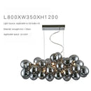 Nordic Smoke Glass Bubble Chandelier – Modern Grape Cluster Pendant Light with smoked grey glass spheres.