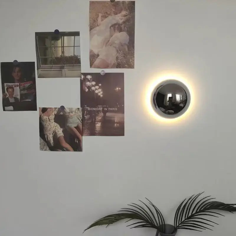 Circular Wall Lamp Aisle Bedside Lunar Eclipse Lamp Minimalist Silver Plated Luxury Wall Lamp