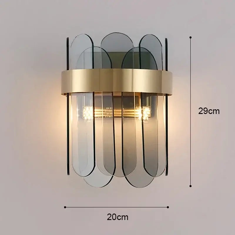 Luxury Smoke Grey Glass Wall Sconce – Modern Nordic LED Light