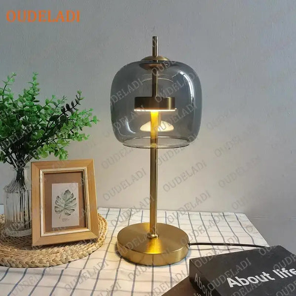 Czech Design Desk Lamps with Glass Shade featuring elegant glass shade and modern LED light.