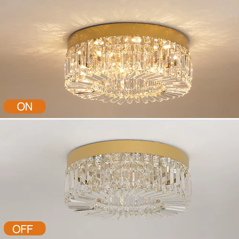 Modern Glam Crystal Flush Ceiling Light | Gold or Silver