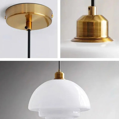 Nordic Vintage Pendant Light | Scandinavian Chic Decor showcasing its elegant cream glass and brass details.