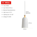 Colourful, modern, metal Danish Light Pendant in white, made from wood and aluminum, adjustable height 35cm.