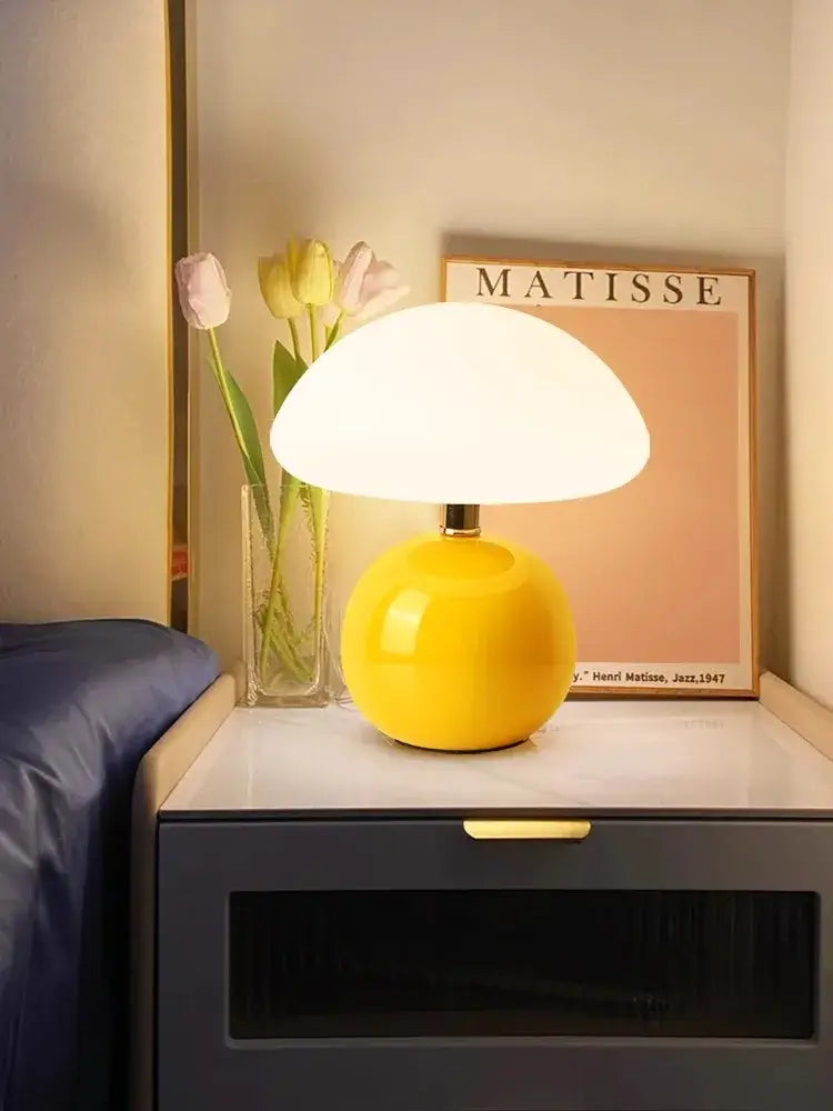 Mushroom LED USB Table Lamp Pink – Soft Modern Bedside Light