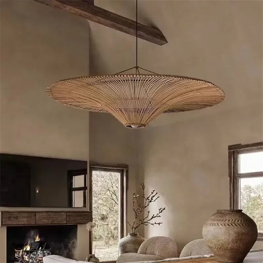 Vintage Designer Rattan Pendant Light 1
