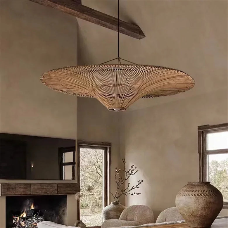Vintage Designer Rattan Pendant Light