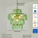 Tiered Glass Disc Chandelier in Nickel Finish