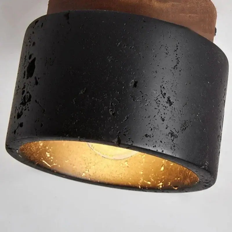 Black Travertine Ceiling Lamp - Modern Wabi-sabi