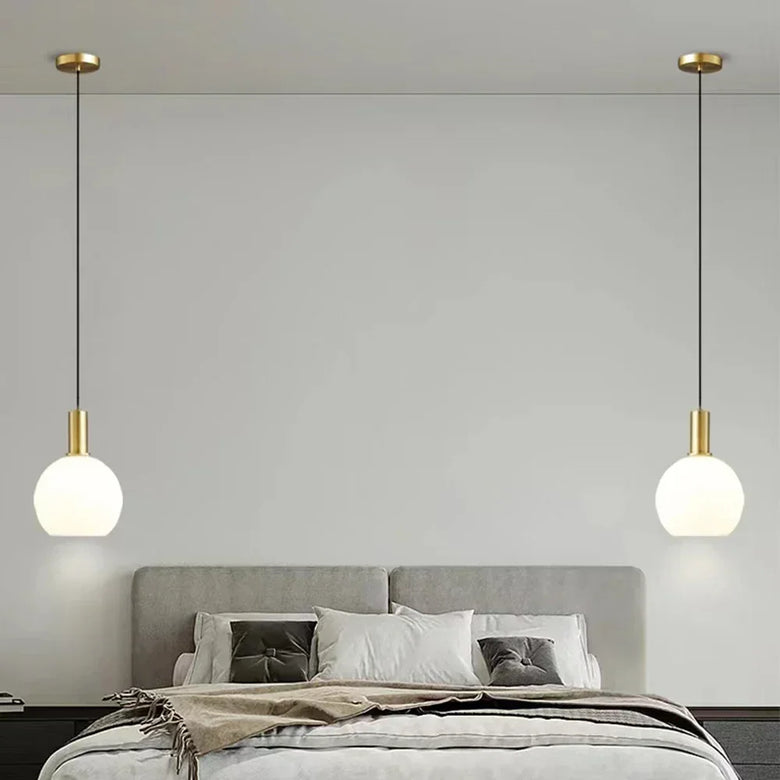 Nordic Glass Pendant Light with Brass Detail