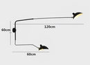 Swing Arm Nordic Loft Wall Lamp dimensions showing 120cm width and 60cm height, ideal for stylish indoor spaces.