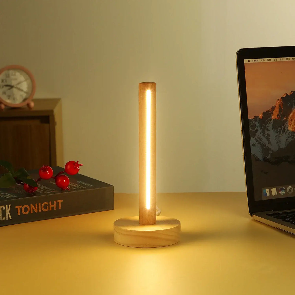 Japandi Cordless Wood Table Lamp – USB Powered, Walnut or Beech