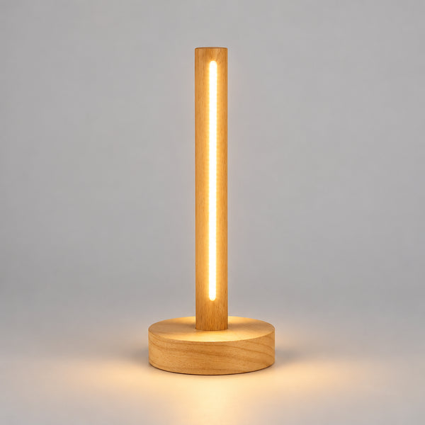 Japandi Cordless Wood Table Lamp – USB Powered, Walnut or Beech