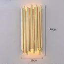 Unique Collection of Art Deco Sconces featuring a chic gold tube design, dimensions 40cm x 18cm.