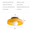 Retro Glass Disc Ceiling Light – Colourful Nordic Flush Mount Fixture for Hallways and Bedrooms with vibrant glass disc.