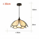 Black and White Rattan Flower Lamp Shade pendant light with floral design, 30cm diameter and 120cm hanging height.