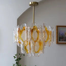 Vintage Amber Glass Chandelier – Russet Stained Glass Ceiling Light hanging elegantly with artistic amber and clear glass design.