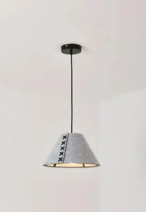 Modern Felt Pendant Lamp – Playful Stitch-Detail Chandelier for Dining Rooms, Bedrooms & Hotels in grey felt.