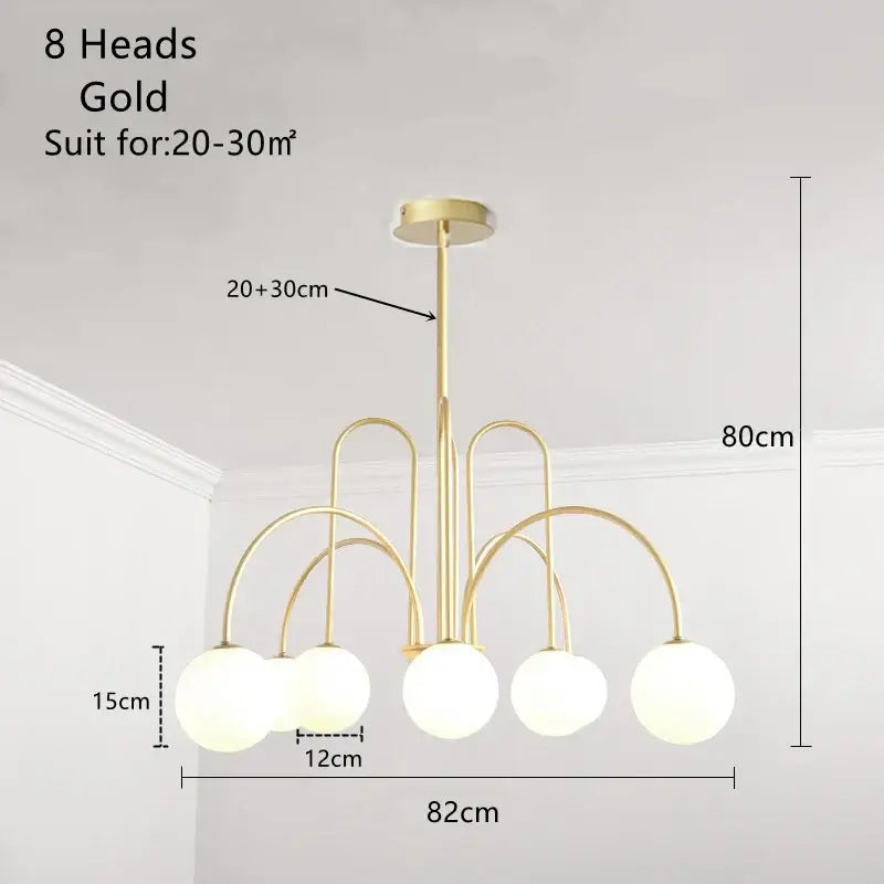 Modern Gold LED Chandelier - Stylish 4-Head Light