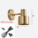 Gold Wall Mounted Spot in Brass and Black Colours with US plug, featuring classic design dimensions.