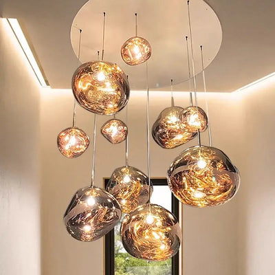 Nordic Lava Pendant Light featuring dynamic molten lava-inspired design with multiple glass bulbs.