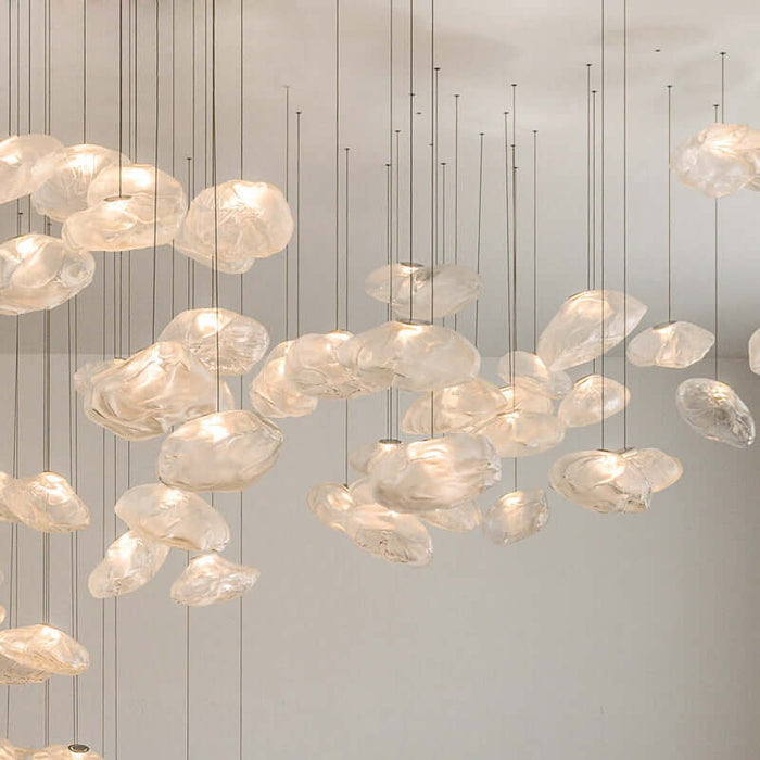 Nordic Cloud Glass Pendant Light – Smoky Grey Designer LED Chandelier in a cluster installation for modern interiors.