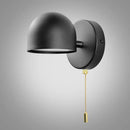 Semi-Sphere Switch or Plug Wall Lights in elegant black finish with pull chain.