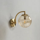 Colourful Glass Modern Wall Light with golden metal base and transparent colorful bulb for stylish decor.