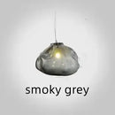 Nordic Cloud Glass Pendant Light – Smoky Grey Designer LED Chandelier hanging with soft glow.