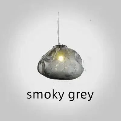 Nordic Cloud Glass Pendant Light – Smoky Grey Designer LED Chandelier hanging with soft glow.