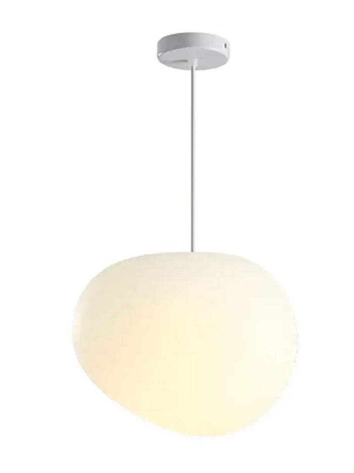 Simple Nordic Restaurant Pebble Chandelier in minimalist white finish, perfect for modern spaces.