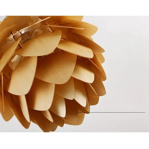 Wooden Pinecone Pendant Light - Nordic Art Inspired Home Lighting showcasing intricate design and warm wood tones