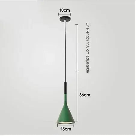 Nordic minimalist funnel pendant light, colourful mini pendant, view 9