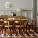 Nordic Wabi-Sabi Fabric Pendant Light 50cm hanging above a dining table in an elegant setting.