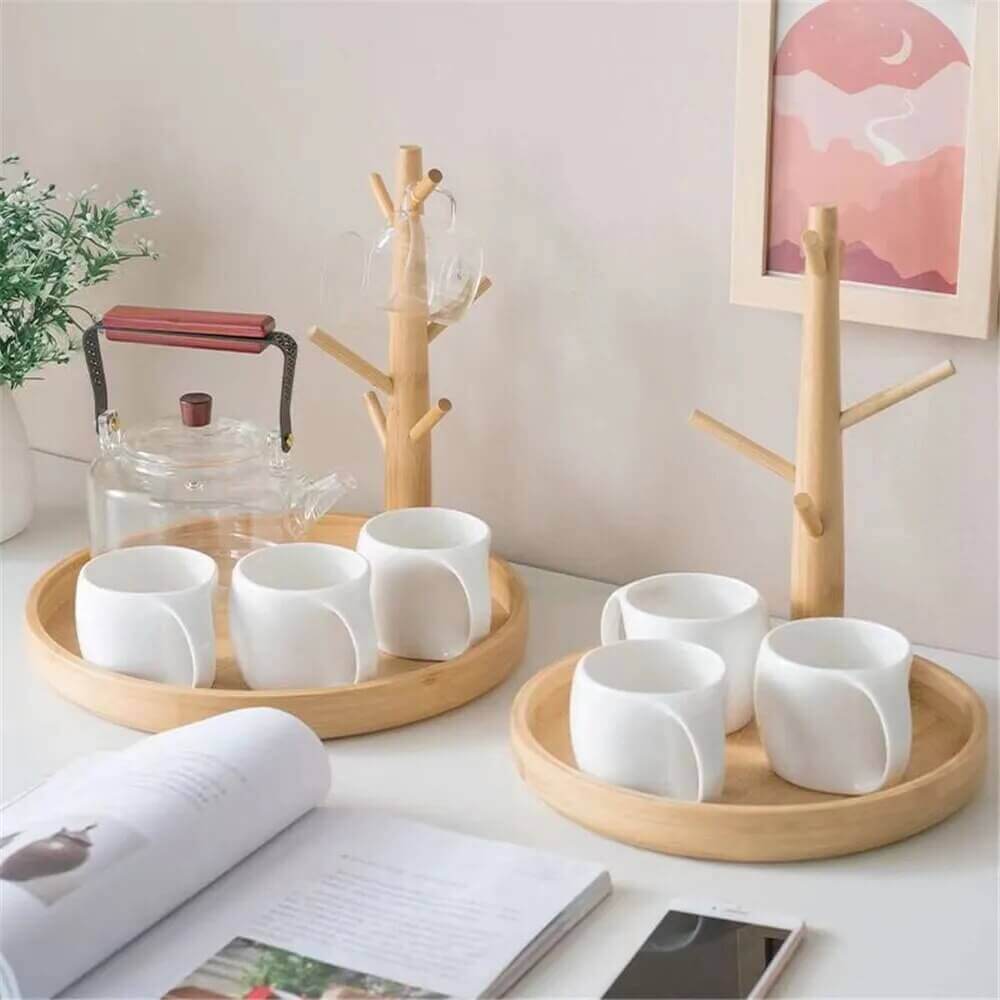 Kitchen Organizers, Kitchen Organizers, Kitchen Organizers, Sturdy Wooden Mug Hanging Display Rack: Mugs Tree in various shapes + colours