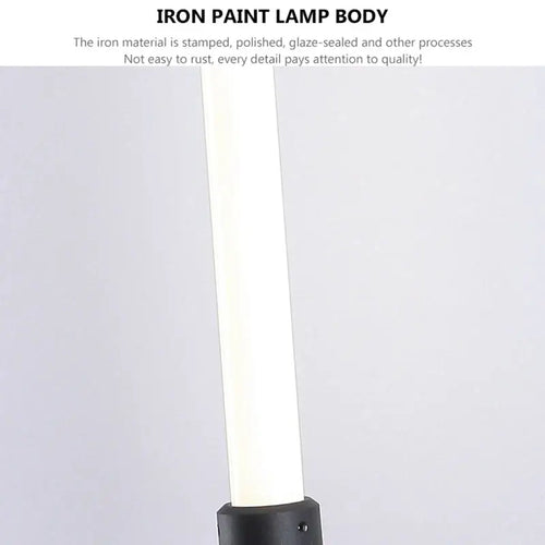 Close-up of the Postmodern Tube Pipe Wall Light showcasing the iron paint lamp body and fluorescent tube design.