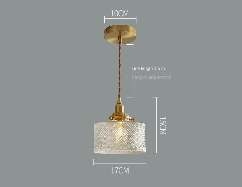 Glass Pendant Light with Brass Accents