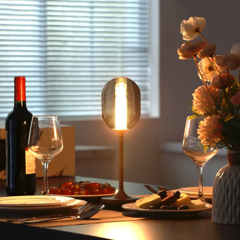 Nordic Minimalist Glass Globe Cordless Table Lamp – Rechargeable
