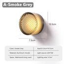 Futuristic and Unique Solid Plexiglass Wall Light in smoke grey fluted design for bedroom or living room.