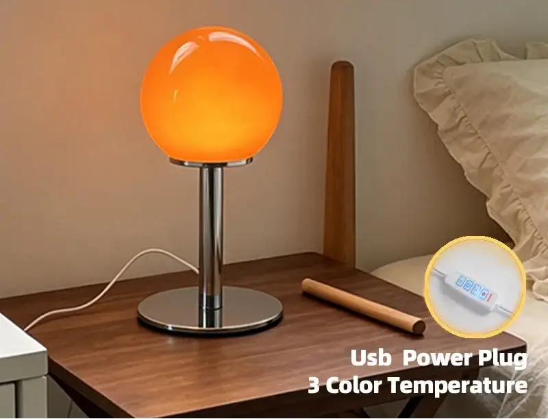 Bauhaus Small Glass Sphere Table Lamp, USB and Dimmable