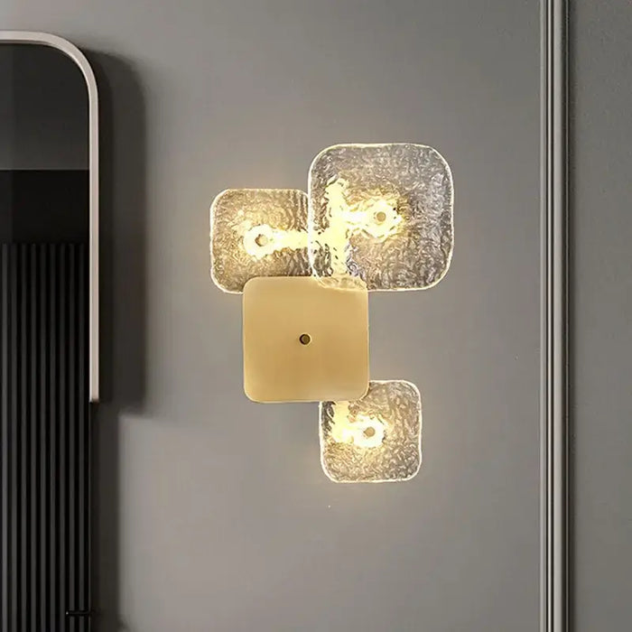 Astonishing Vintage Textured Glass and Brass Wall Lights illuminating a modern space.