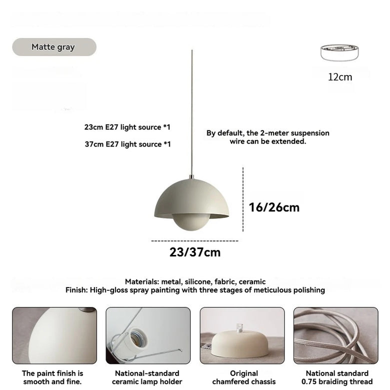 Mid-century Retro Glossy Dome Pendant Lights
