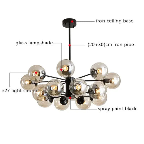 Glass Globe Sputnik Chandelier – Mid-Century Modern, 6 to 16 Lights