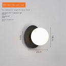 Simple Round Wall Lamp with black cover, dimensions 20cm diameter and 18cm height, energy-efficient lighting.