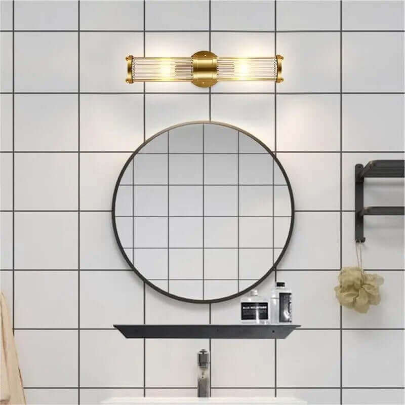 Wall Light Fixtures, Wall Light Fixtures, Wall Light Fixtures, Bathroom Art Deco Brass and Crystal Sconces